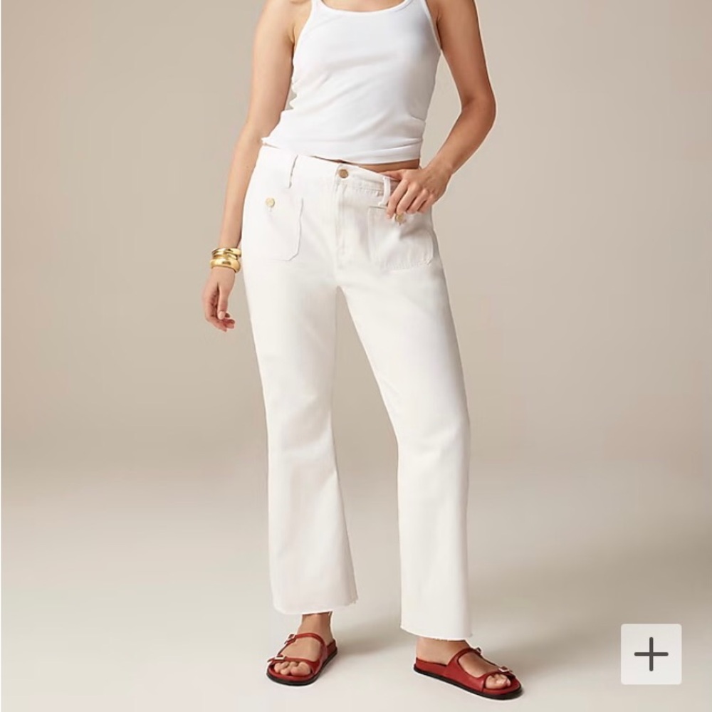 J. Crew Sailor Mid-rise Relaxed Demi Boot Jean in White